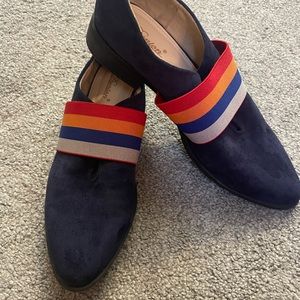 Navy suede loafers